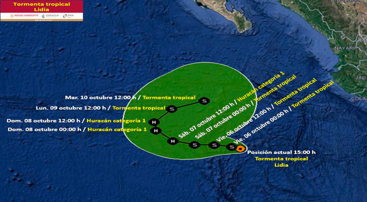 Lidia Se Mantiene Como Tormenta Tropical Al Sur De BCS