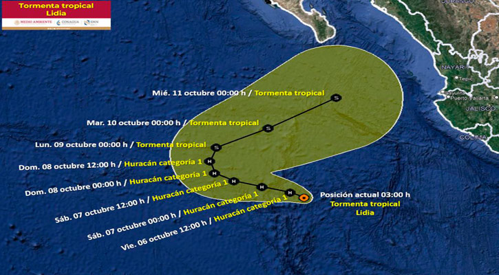 Se Intensifica Paulatinamente La Tormenta Tropical Lidia Al Sur De Bcs