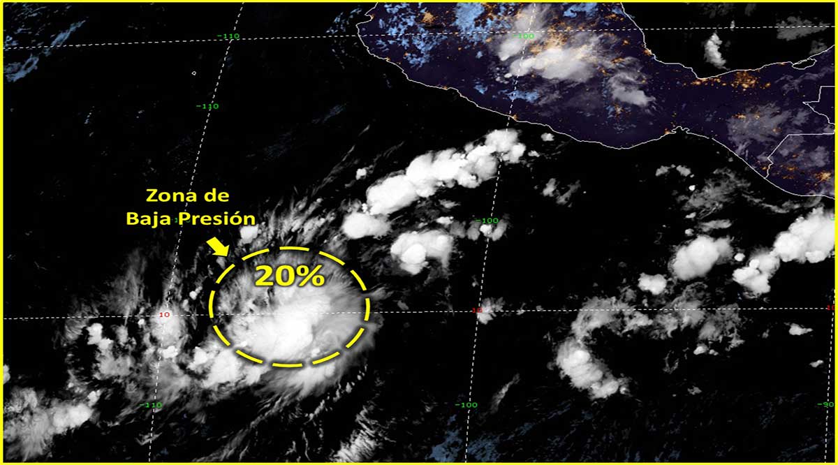 Zona de baja presión con probabilidad para desarrollo ciclónico en el Pacífico