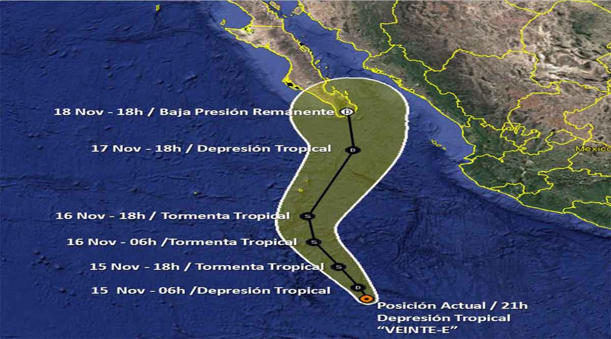 Amenaza depresión tropical “Veinte-E” a BCS