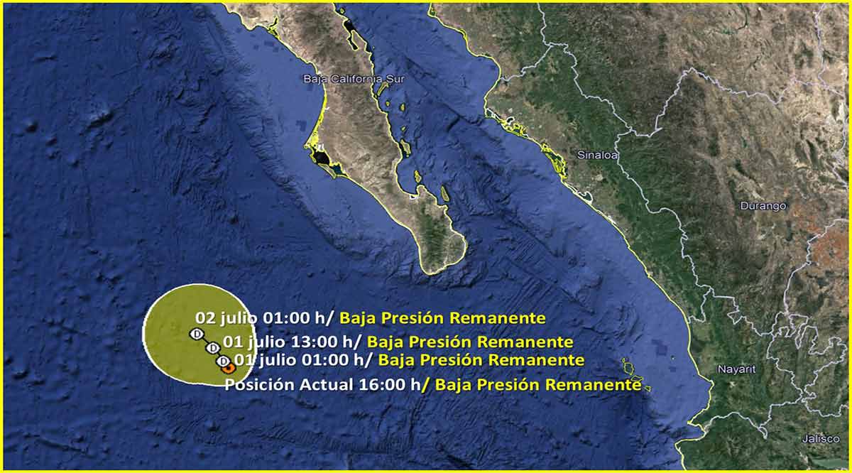 Se degrada depresión tropical 4E a baja presión remanente