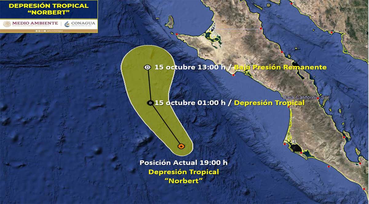 La depresión tropical “Norbert” sigue su curso paralelo a BCS