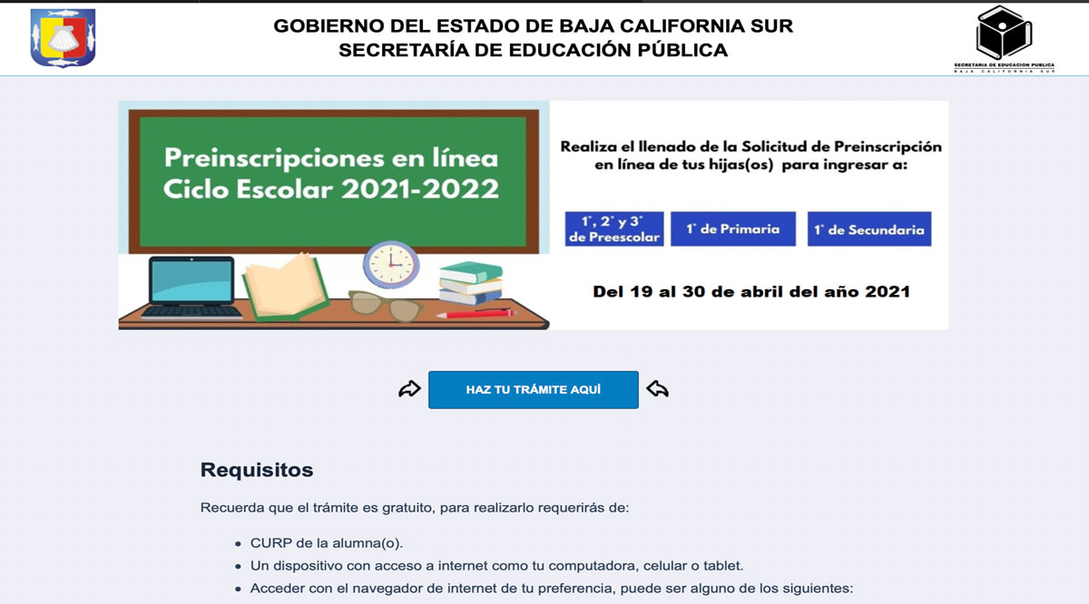 Finaliza segundo período de preinscripciones en línea a educación básica en BCS