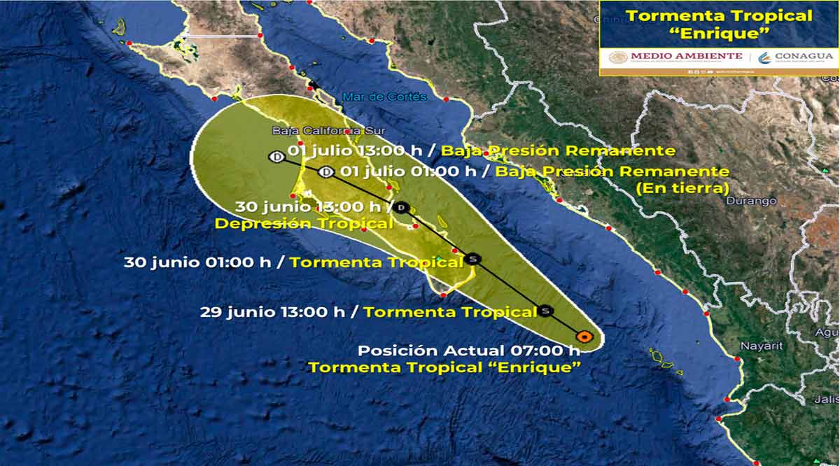 Se ubica la tormenta tropical “Enrique” a 240 km de CSL