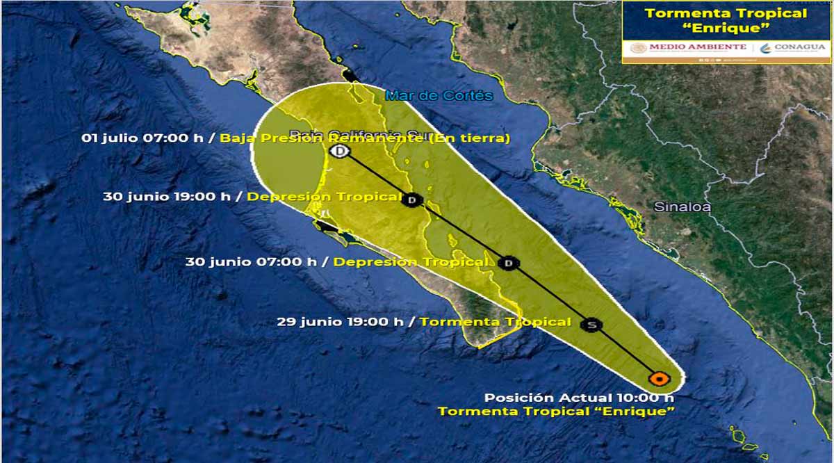 Continúa debilitándose la tormenta tropical “Enrique”