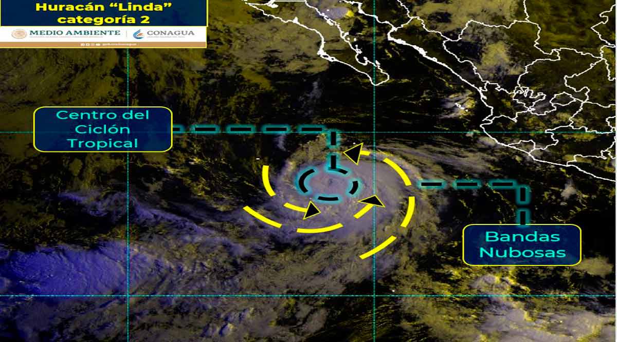 “Linda” es huracán categoría 2; se ubica a 695 km de CSL