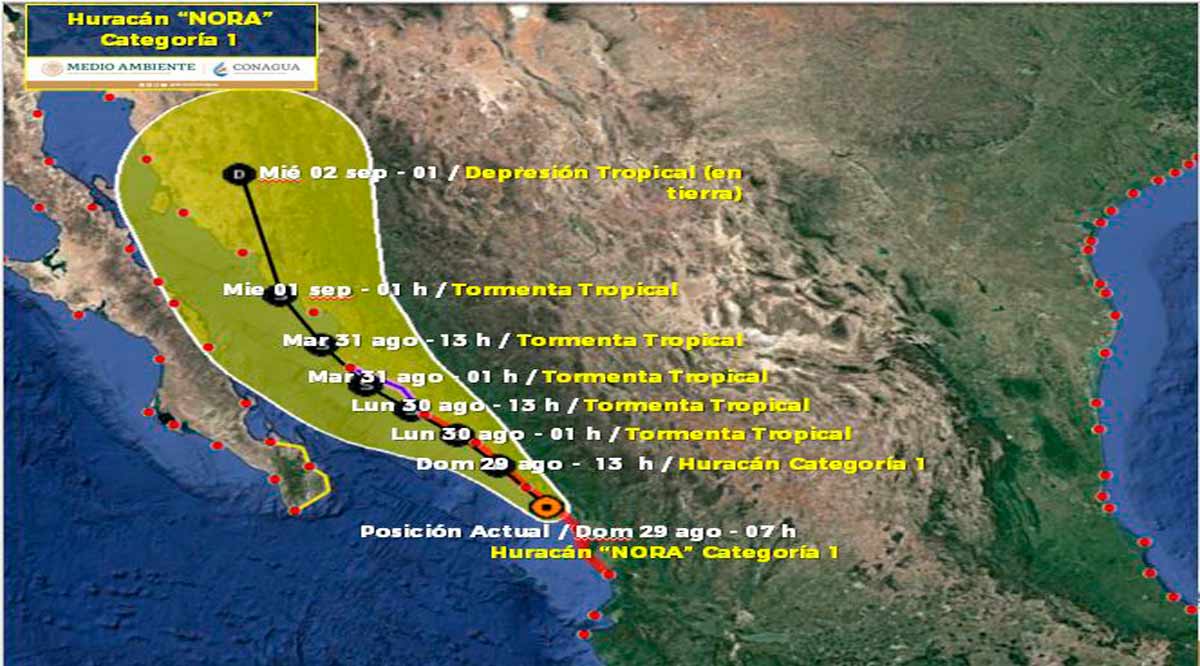 Se ubica el huracán “Nora”  a 385 km de CSL