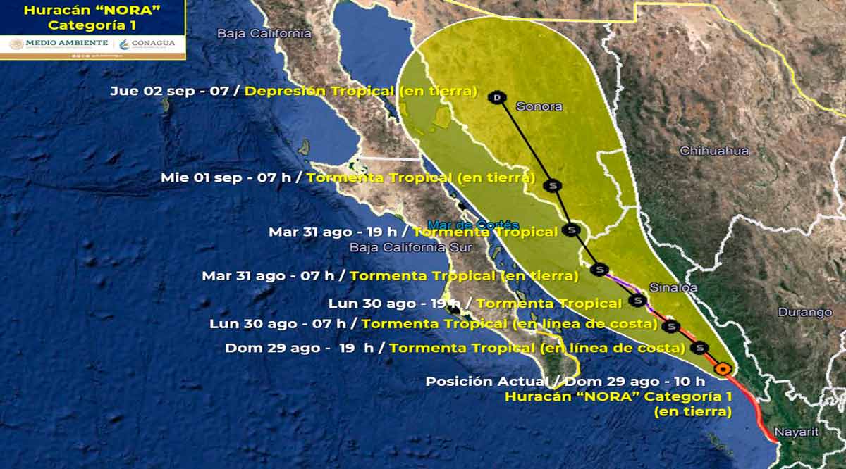 Se acerca el huracán “Nora” a 360 km de CSL