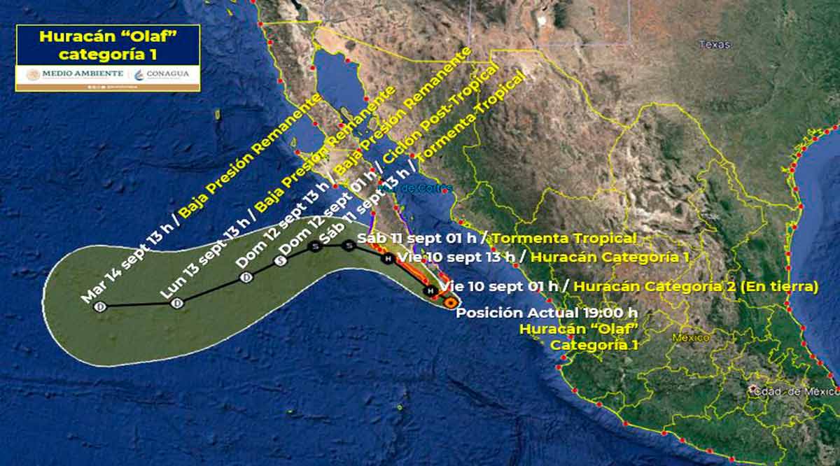 Se ubica el huracán “Olaf” a 70 km de CSL