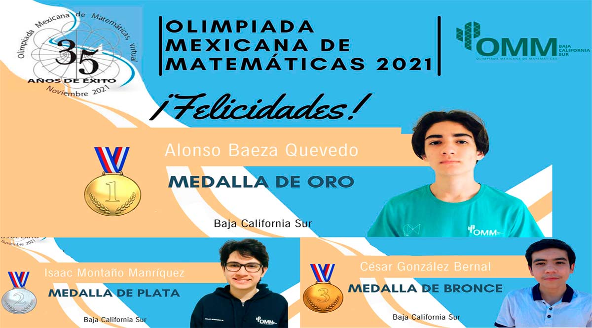 Ganan alumnos de BCS medallas en Olimpiada Nacional de Matemáticas