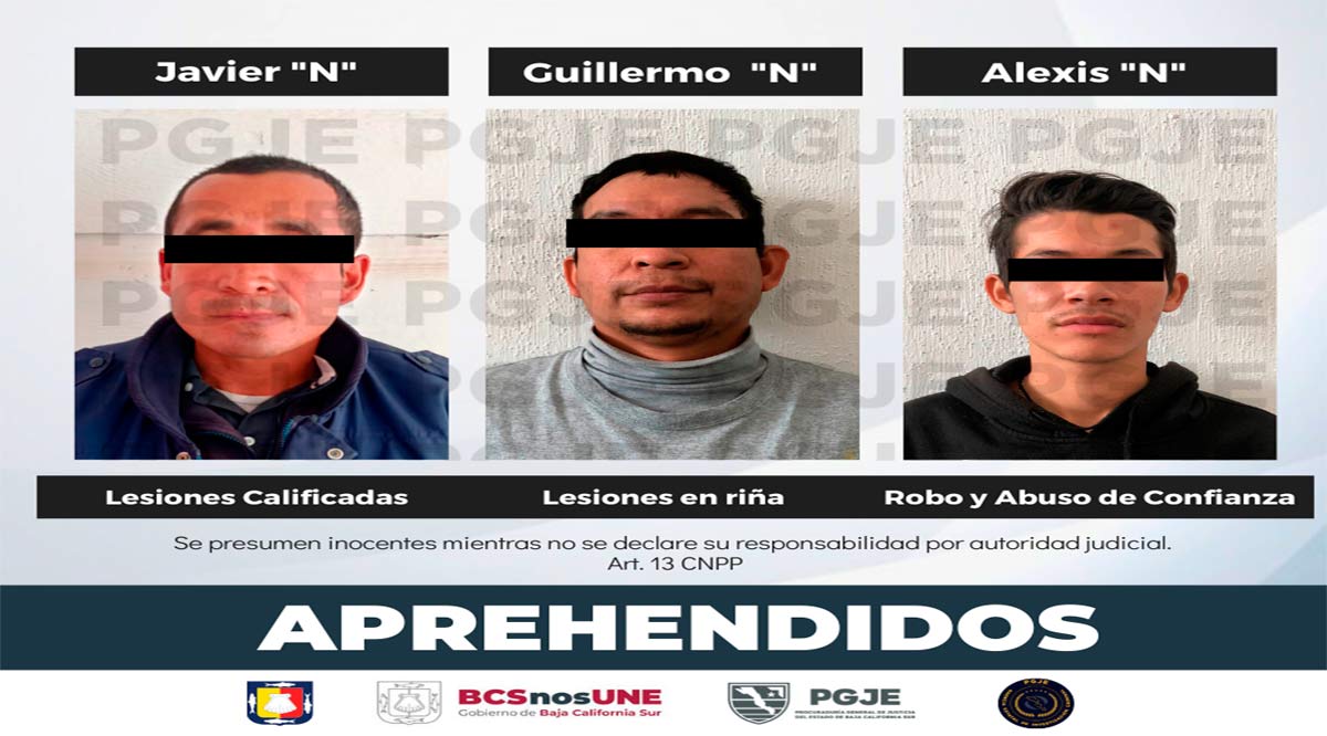 Detienen a 3 personas en Los Cabos y Mulegé por su probable relación en hechos delictivos