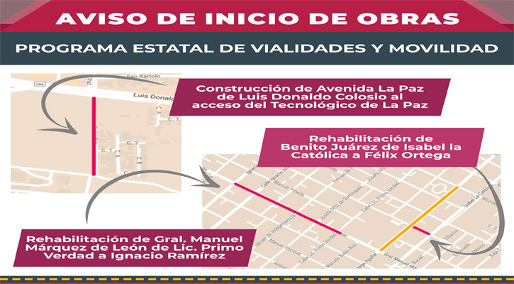 Se iniciaron más obras de atención en vialidades de La Paz