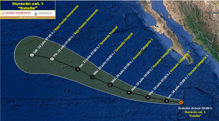 Se acerca el huracán categoría 1 “Estelle” a 560 km de CSL