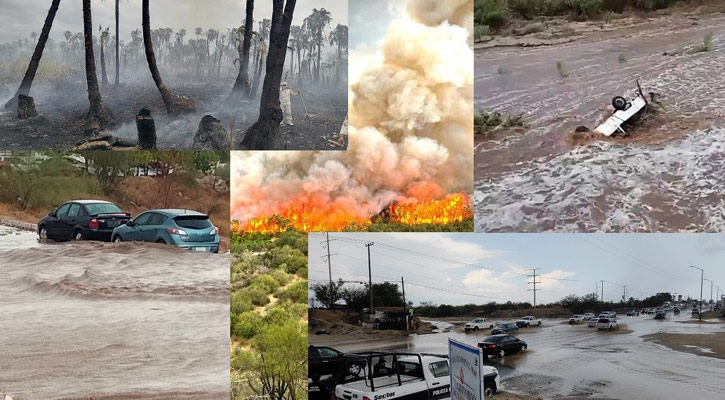 Incendio, lluvia, caos vial, rayos y centellas, en el sur de BCS