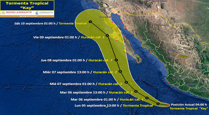 Se ubica la tormenta tropical “Kay” al suroeste de Michoacán