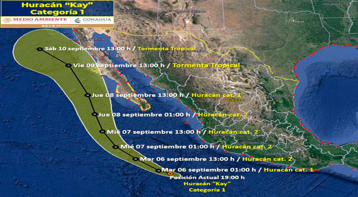 Se ubica el huracán “Kay” a 815 km de CSL