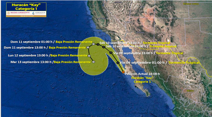 Toca tierra el huracán “Kay” categoría 1 en Bahía Asunción