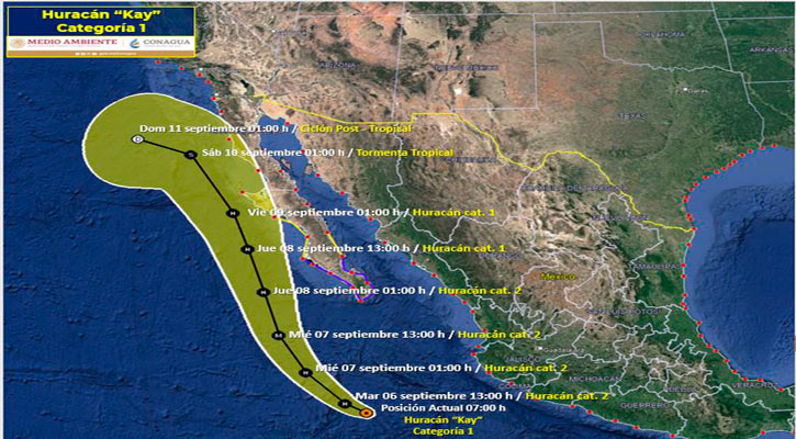 Se ubica el huracán “Kay” a 590 km de CSL