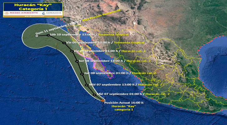 Se ubica el huracán “Kay” a 479 km de CSL