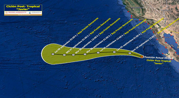 Se degrado “Javier” a ciclón post-tropical