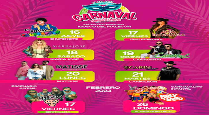 Tendrá costo ver a algunos artistas en el Carnaval La Paz 2023