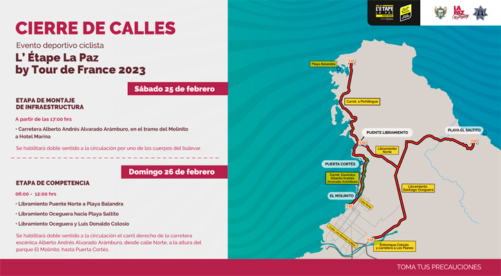 Cerrarán vialidades por L’ Étape La Paz by Tour de France 2023