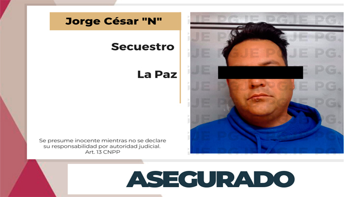 Aseguran en La Paz a secuestrador buscado en el Estado de México