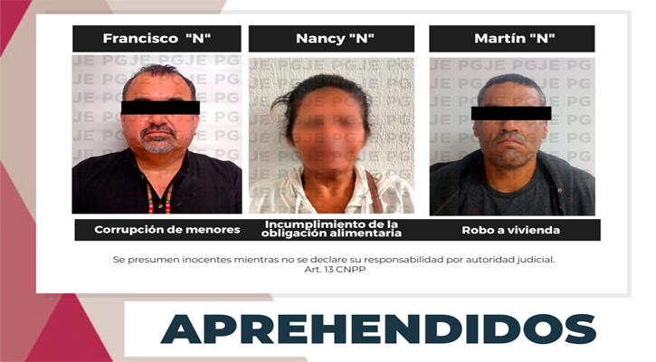 Aprehenden a 3 personas por la comisión de diversos delitos en La Paz y Los Cabos