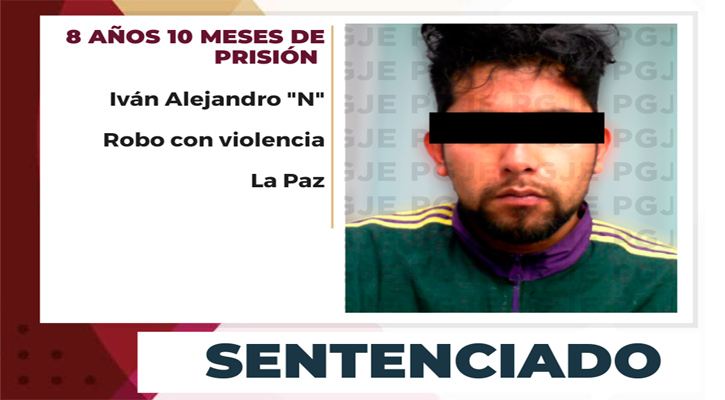 Sentencian a “El Topo” a más de 8 años de prisión por robo con violencia en La Paz