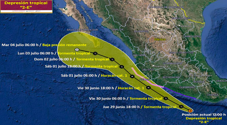 Se intensificará la depresión tropical 2-E en próximas horas a tormenta tropical