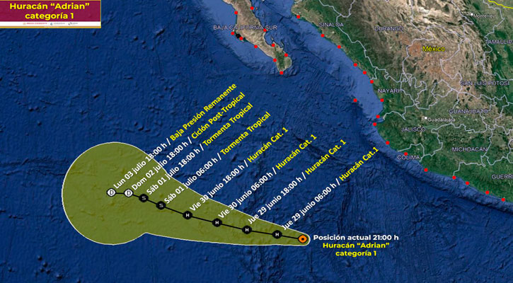 Sigue alejándose el huracán “Adrián” de las costas mexicanas