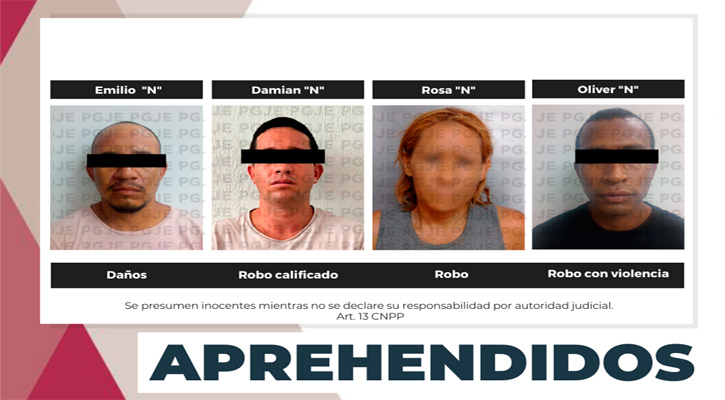 Aprehenden a 4 personas por la comisión de diversos delitos en La Paz y Los Cabos