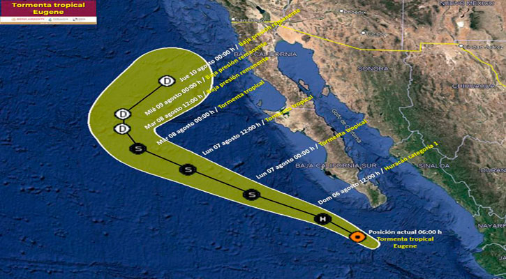 Se ubica la tormenta tropical “Eugene” a 190 km de CSL