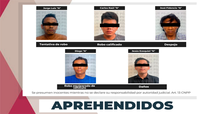 Aprehenden a 5 personas por diversos delitos en La Paz y Los Cabos