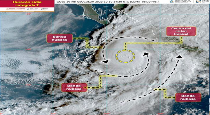 Se intensificó “Lidia” a huracán categoría 2