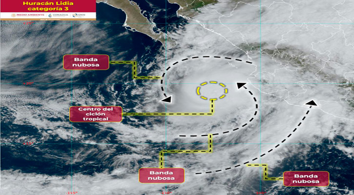 Se intensificó “Lidia” a huracán categoría 3