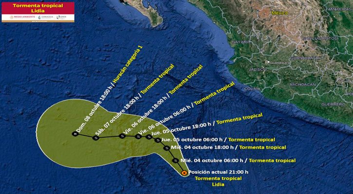 Reduce su velocidad la tormenta tropical “Lidia”