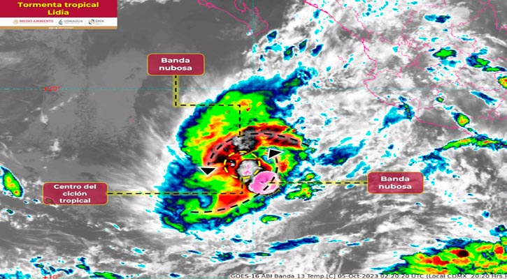 Se ubica la tormenta tropical “Lidia” al sur de BCS