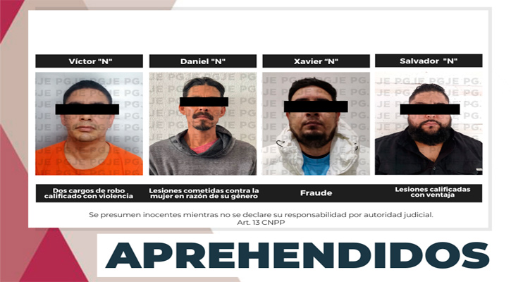 Aprehenden a 4 personas por diversos delitos en La Paz, Los Cabos y Santa Rosalía  