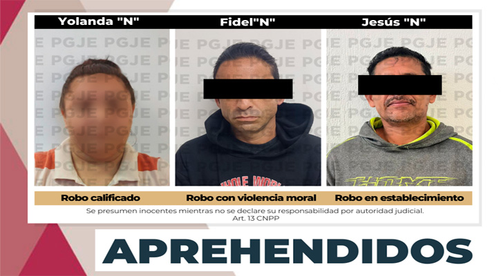 Aprehenden a 3 personas por la comisión de diversos delitos en La Paz y Los Cabos