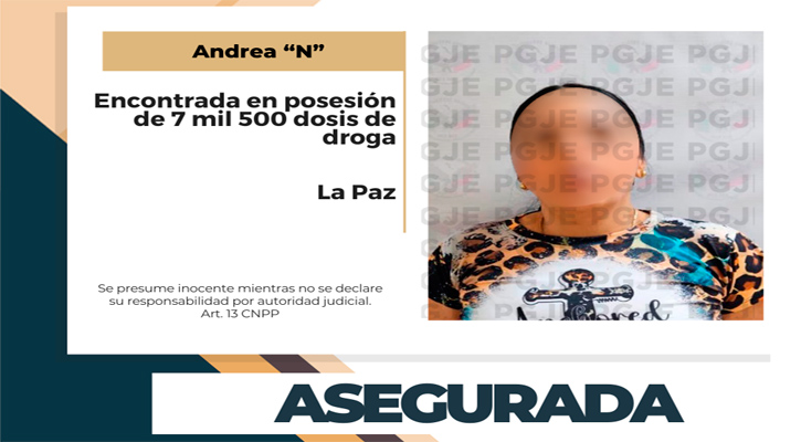 Aseguran a “La Hale” con 7,500 dosis de droga en La Paz