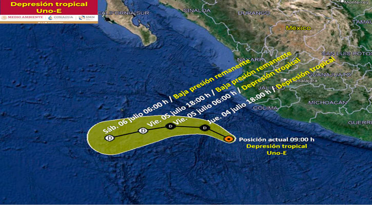 Se formó la depresión tropical 1-E en el Pacífico