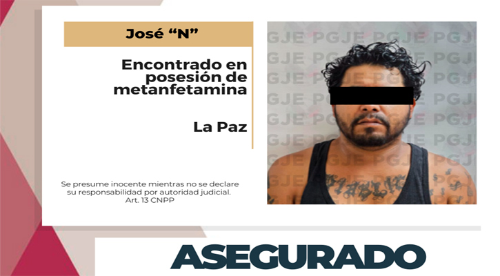 Aseguran a un sujeto en posesión de 2,500 dosis de metanfetamina en La Paz