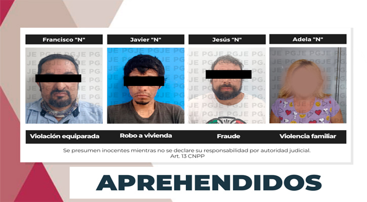 Aprehenden a 4 personas por la comisión de diversos delitos