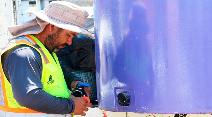 Se han instalado 12 tinacos de la línea púrpura para evitar el consumo de agua potable en el riego de plantas en La Paz