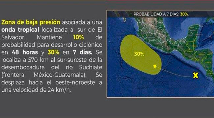 Da seguimiento Protección Civil de Los Cabos a baja presión en el Pacífico