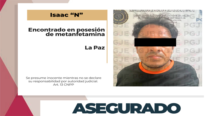 Aseguran a sujeto en posesión de 1,375 dosis de metanfetamina en La Paz