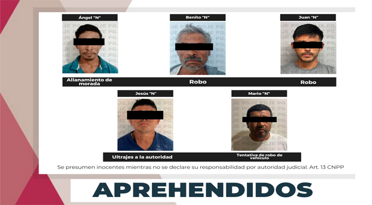 Aprehenden a 5 sujetos por la comisión de diversos delitos en Loreto, La Paz, CSL y Mulegé