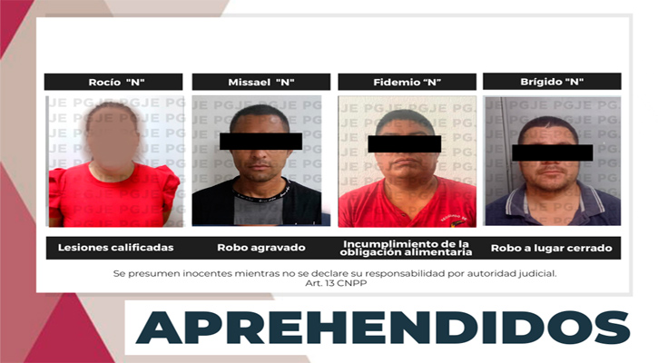 Aprehenden a 4 por diversos delitos en SJC, CS, Santa Rosalía y La Paz