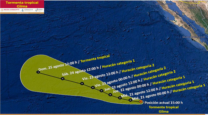 “Gilma” continúa como tormenta tropical muy lejos de México